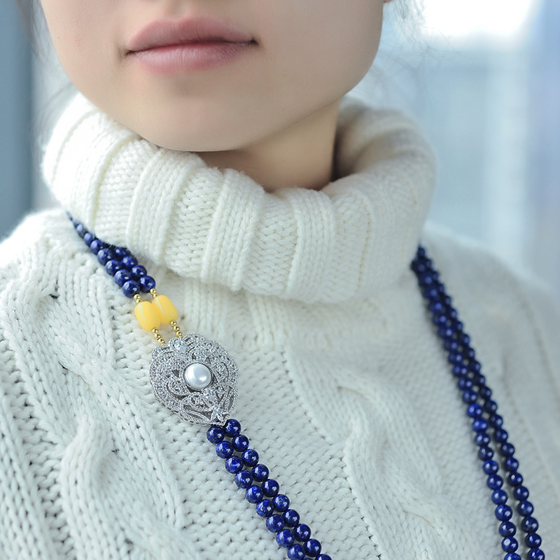 青金石毛衣链-红掌柜