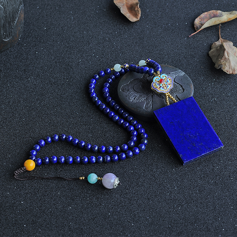 青金石方牌挂链-红掌柜