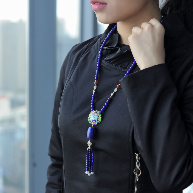 青金石毛衣链-红掌柜