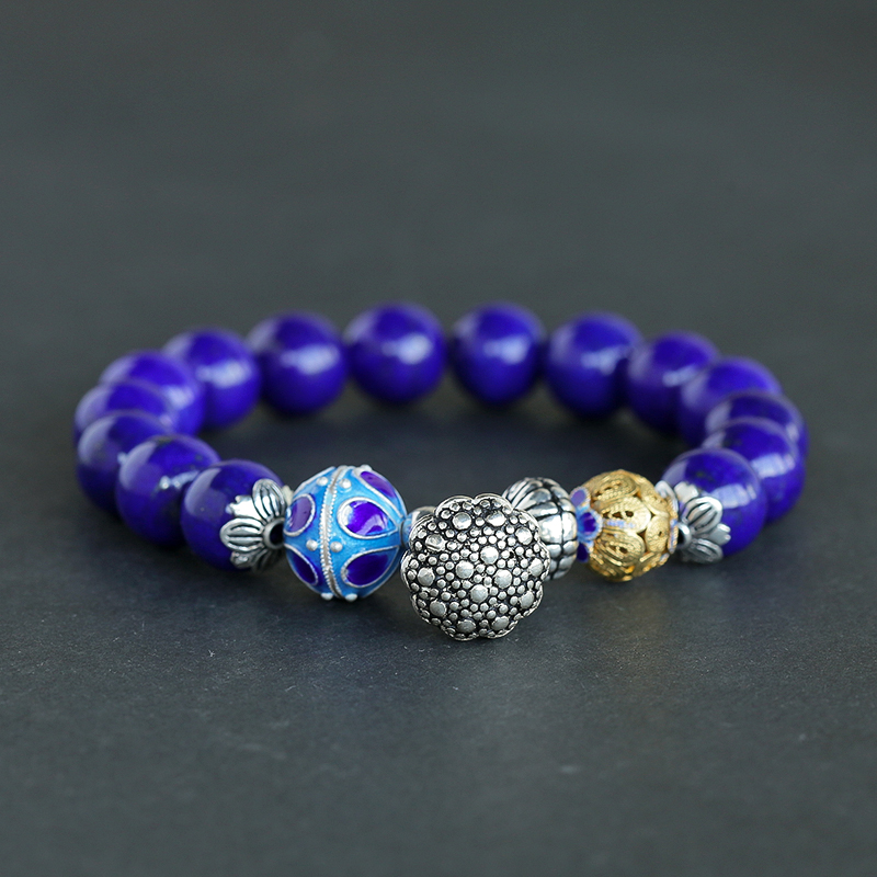 5A阿富汗天然10.5mm青金石手串-红掌柜