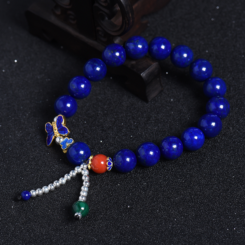 阿富汗天然深蓝色青金石手串-红掌柜