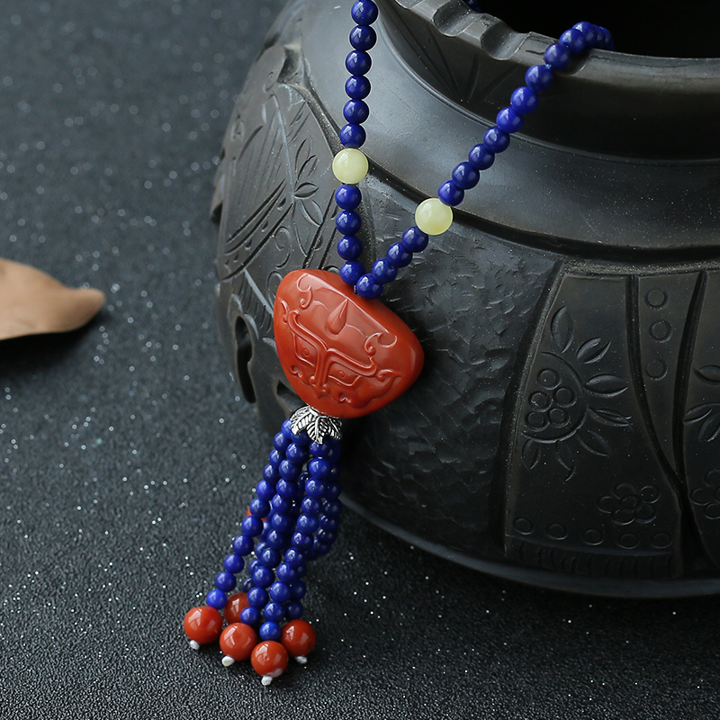 青金南红毛衣链-红掌柜