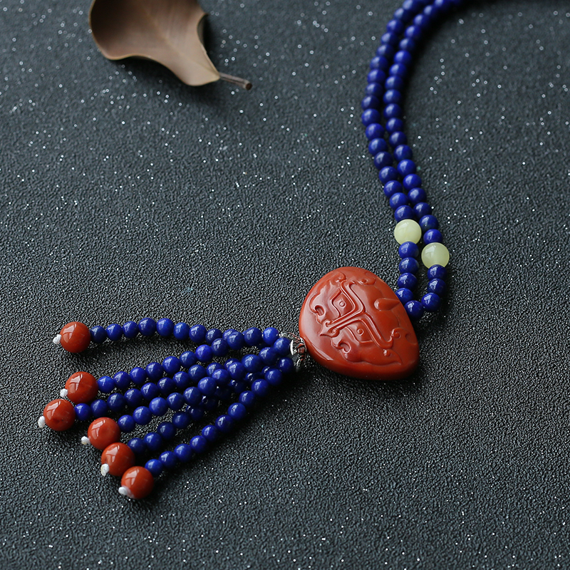 青金南红毛衣链-红掌柜