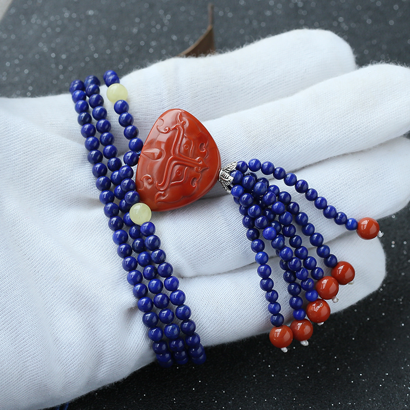 青金南红毛衣链-红掌柜