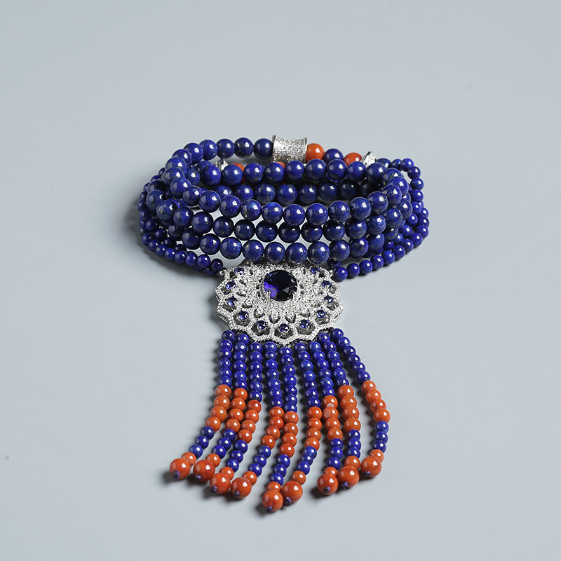 深蓝色青金石毛衣链 - 红掌柜