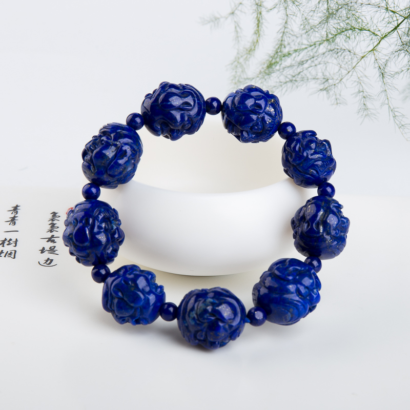 天然青金石十八罗汉单圈手串-红掌柜