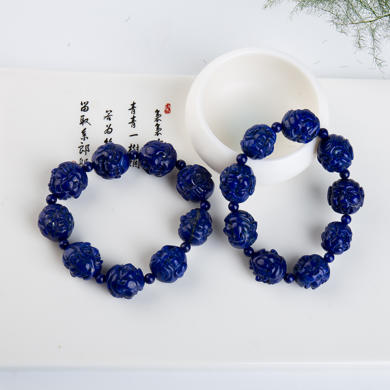 青金石十八罗汉单圈手串-红掌柜