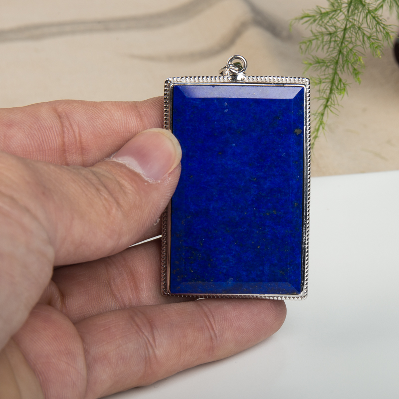 天然深蓝色青金石无事牌吊坠-红掌柜