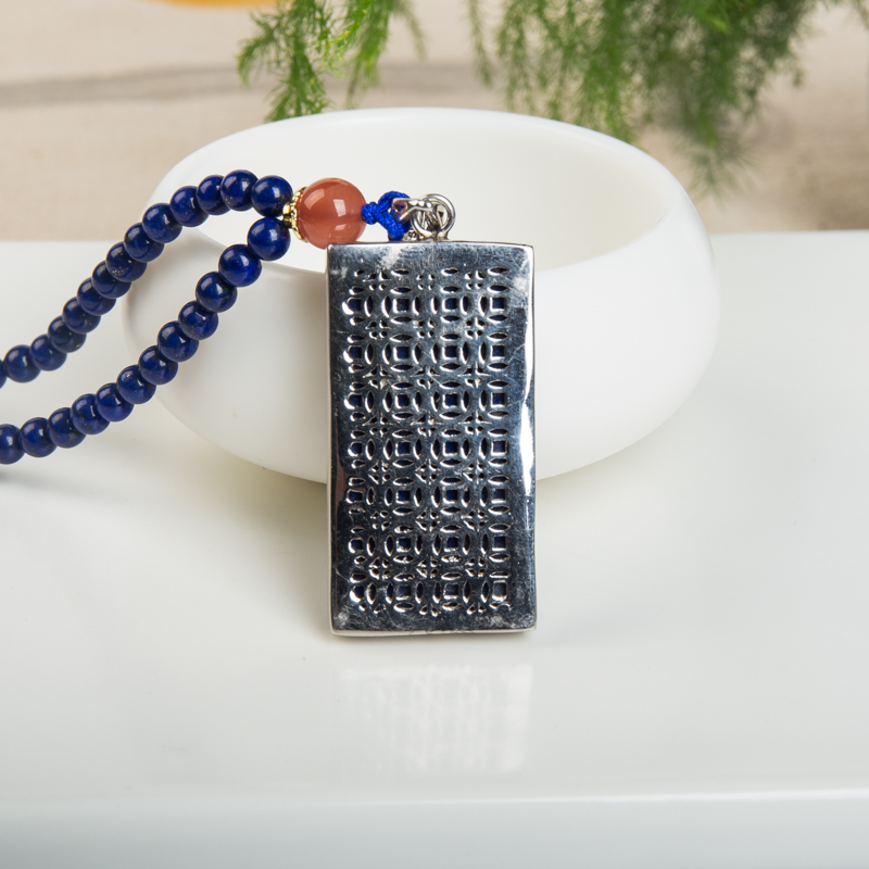 阿富汗青金石无事牌项链-红掌柜