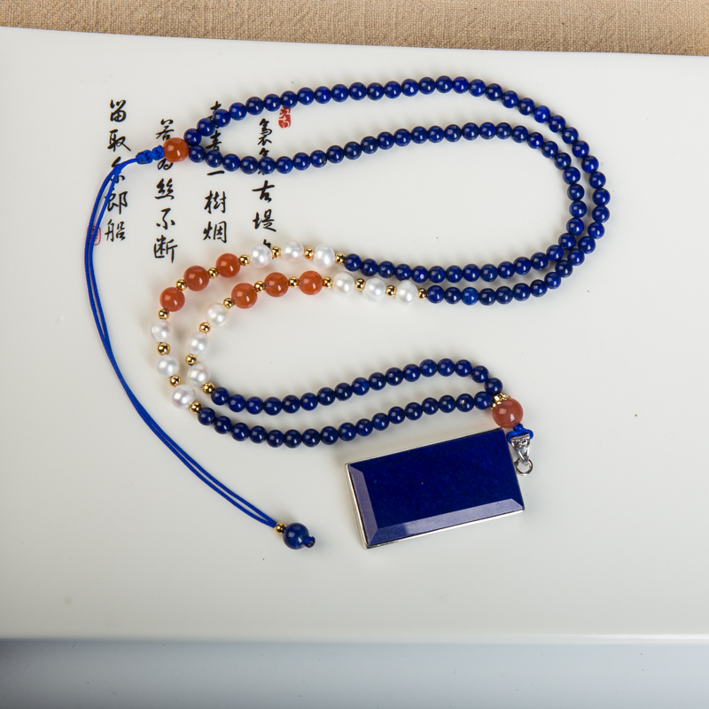 天然青金石无事牌项链-红掌柜