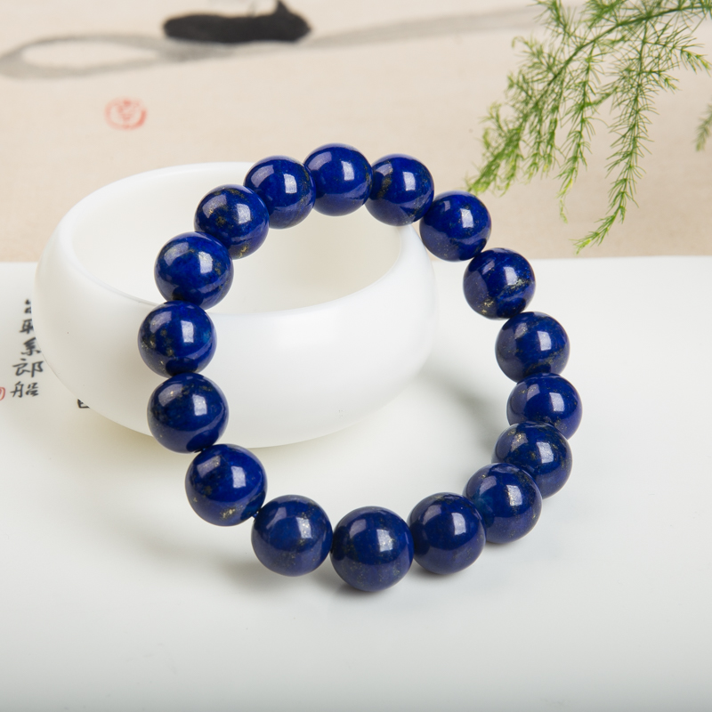 12.8mm深蓝色青金石手串-红掌柜