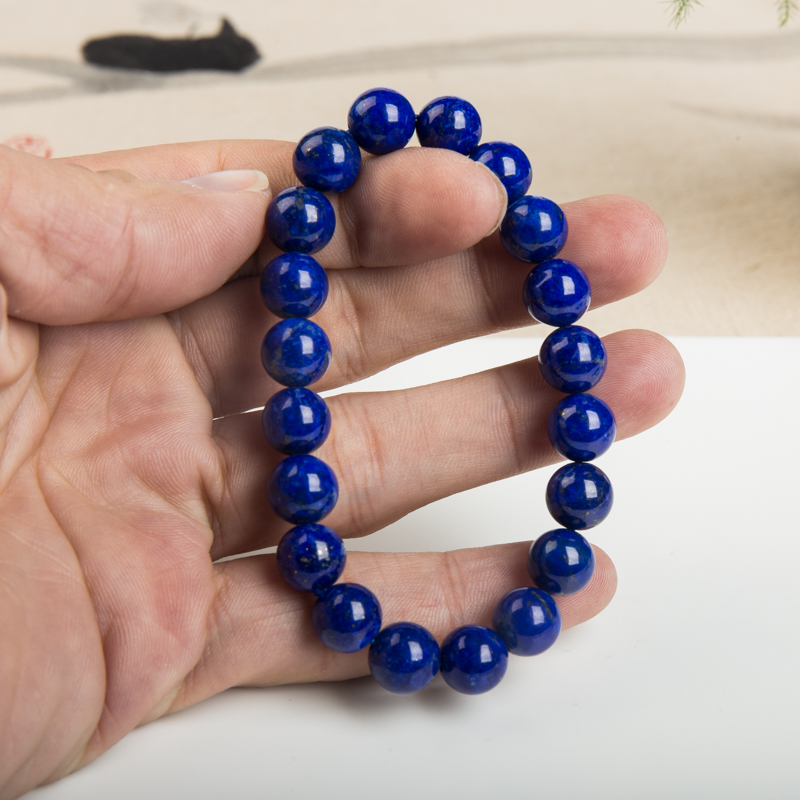 天然深蓝色青金石单圈手串-红掌柜