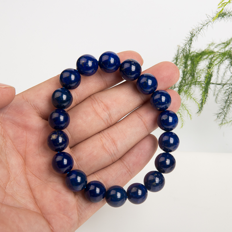 天然阿富汗紫蓝色青金石单圈手串-红掌柜