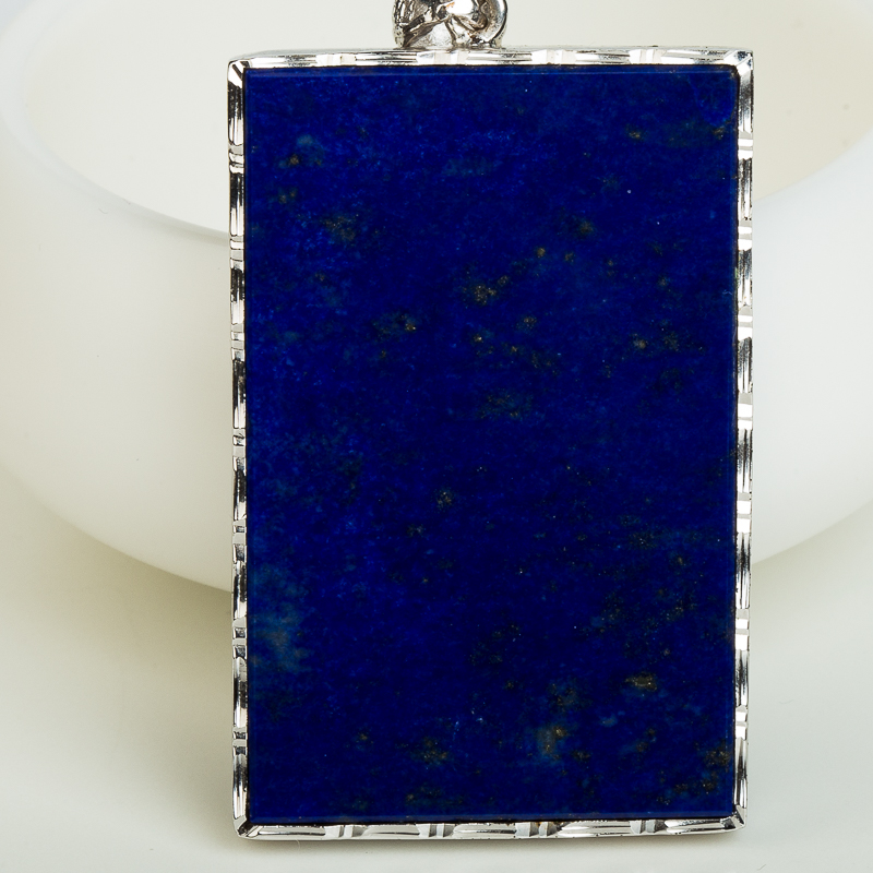 银镶阿富汗紫蓝色青金石无事牌吊坠-红掌柜