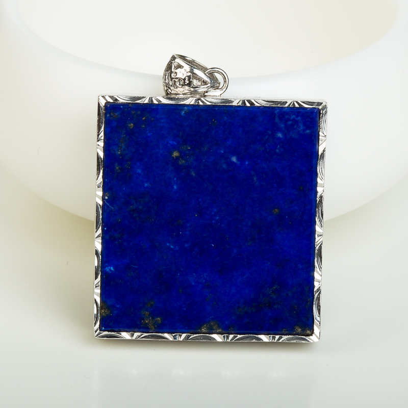 银镶阿富汗紫蓝色青金石无事牌吊坠-红掌柜