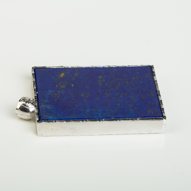 银镶天然紫蓝色青金石无事牌吊坠-红掌柜