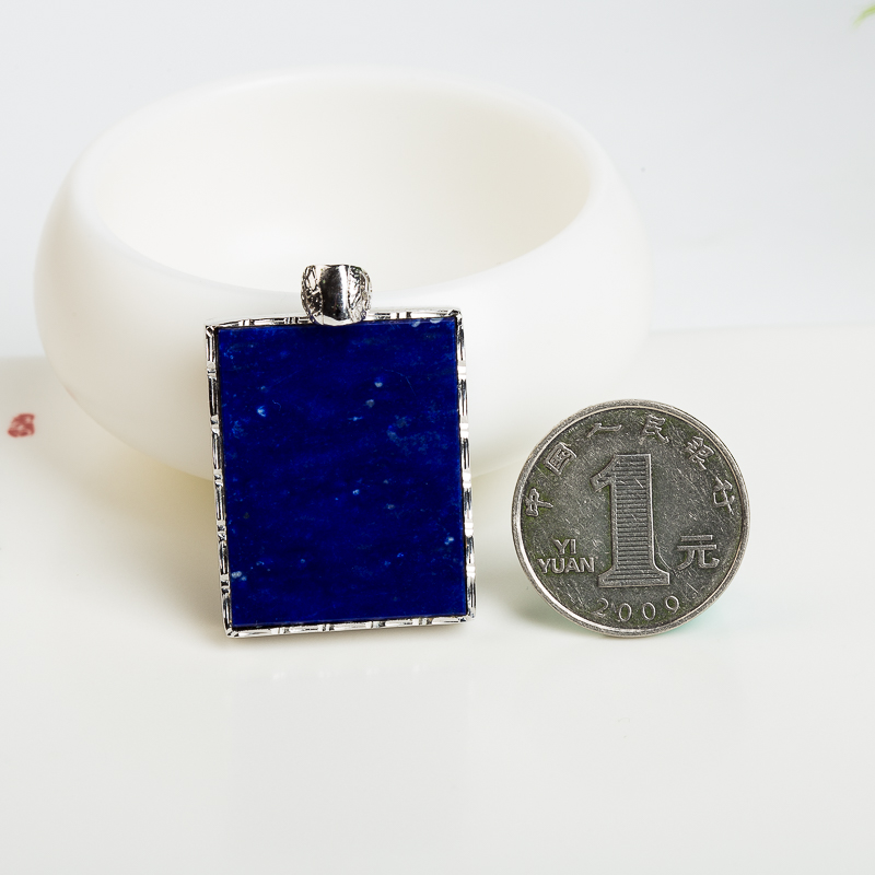 银镶天然阿富汗紫蓝色青金石无事牌吊坠-红掌柜