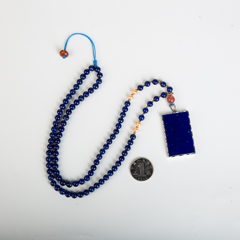 银镶天然阿富汗紫蓝色青金石项链-红掌柜