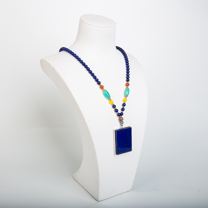 银镶天然紫蓝色青金石项链-红掌柜