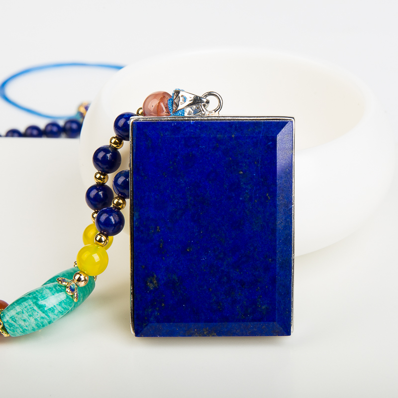 天然阿富汗紫蓝色青金石项链-红掌柜