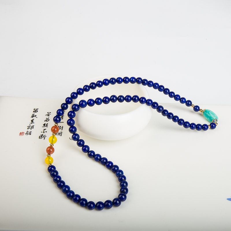 6.0mm天然紫蓝色青金石多圈手串-红掌柜