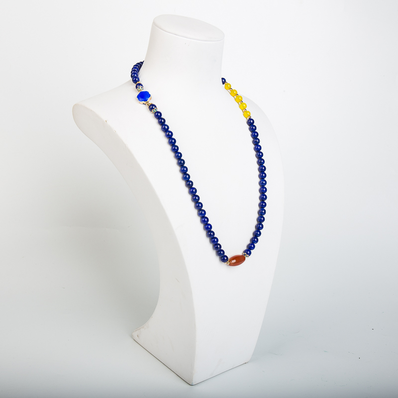 6.4mm天然阿富汗紫蓝色青金石手串-红掌柜