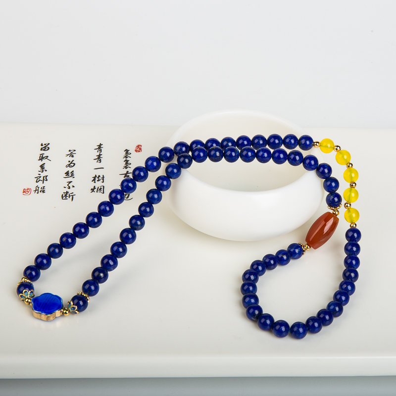 6.4mm天然阿富汗青金石多圈手串-红掌柜