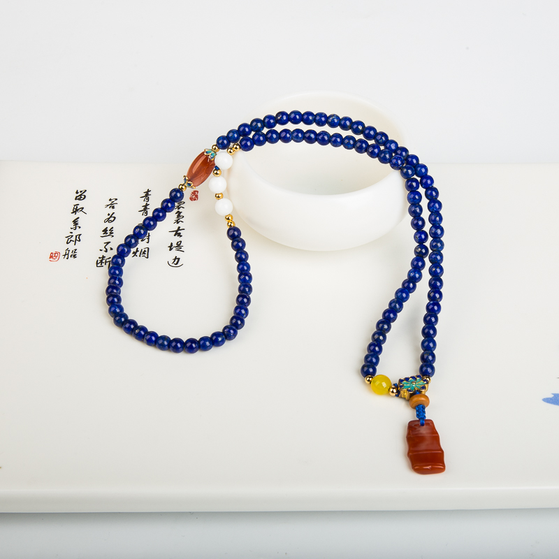 5.0mm天然紫蓝色青金石多圈手串-红掌柜