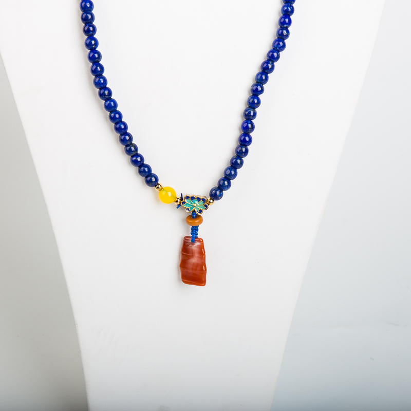 5.0mm阿富汗紫蓝色青金石多圈手串-红掌柜