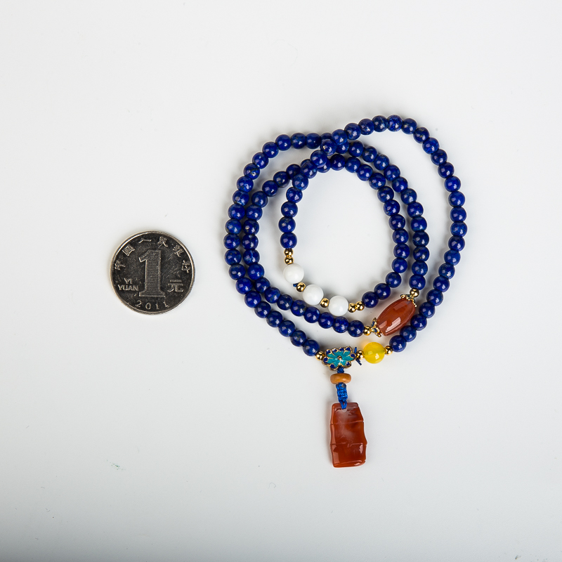 5.0mm天然阿富汗紫蓝色青金石多圈手串-红掌柜