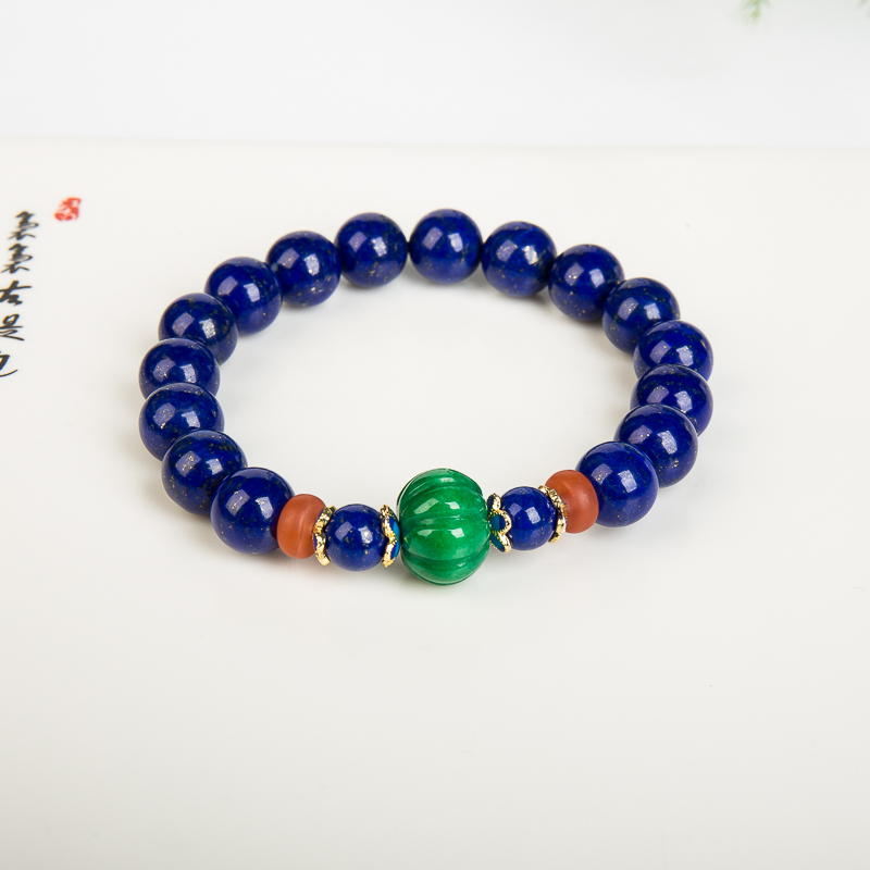 9.1mm天然紫蓝色青金石单圈手串-红掌柜