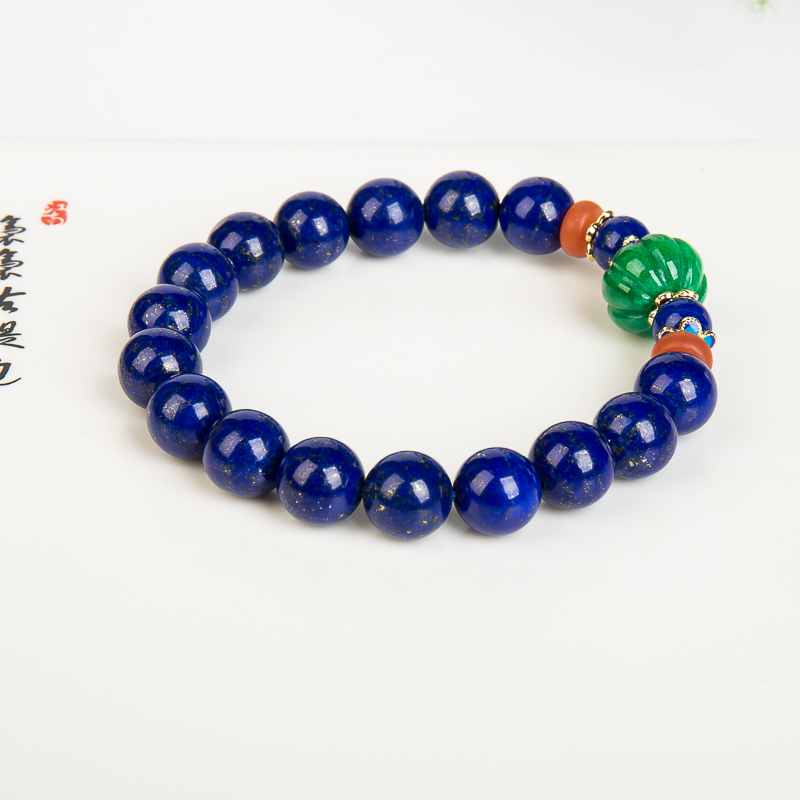 9.1mm阿富汗紫蓝色青金石单圈手串-红掌柜