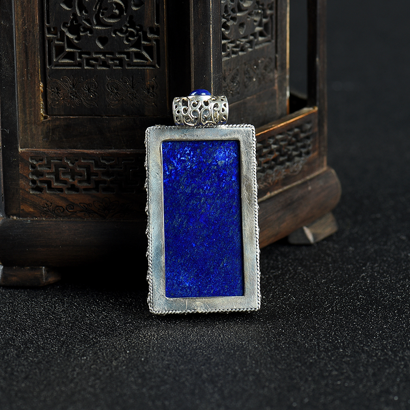 阿富汗天然青金石无事牌吊坠-红掌柜