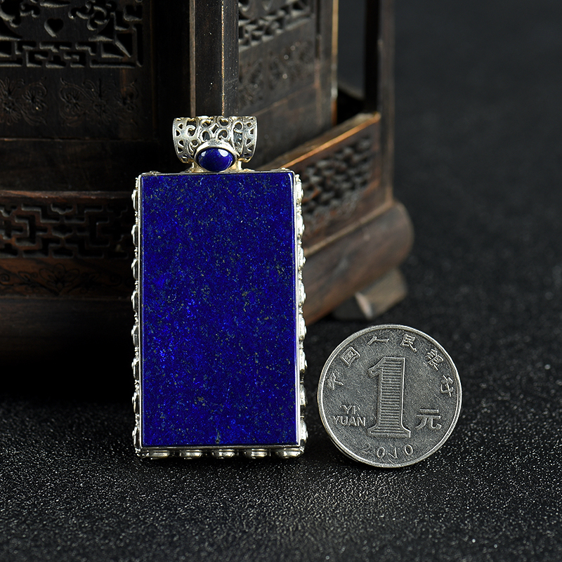 银镶青金石吊坠-红掌柜