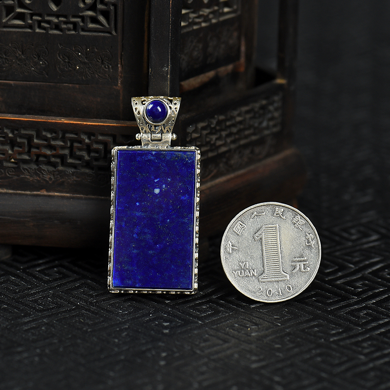 银镶青金石吊坠-红掌柜