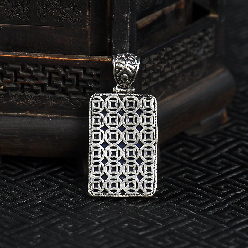 阿富汗天然青金石无事牌吊坠-红掌柜