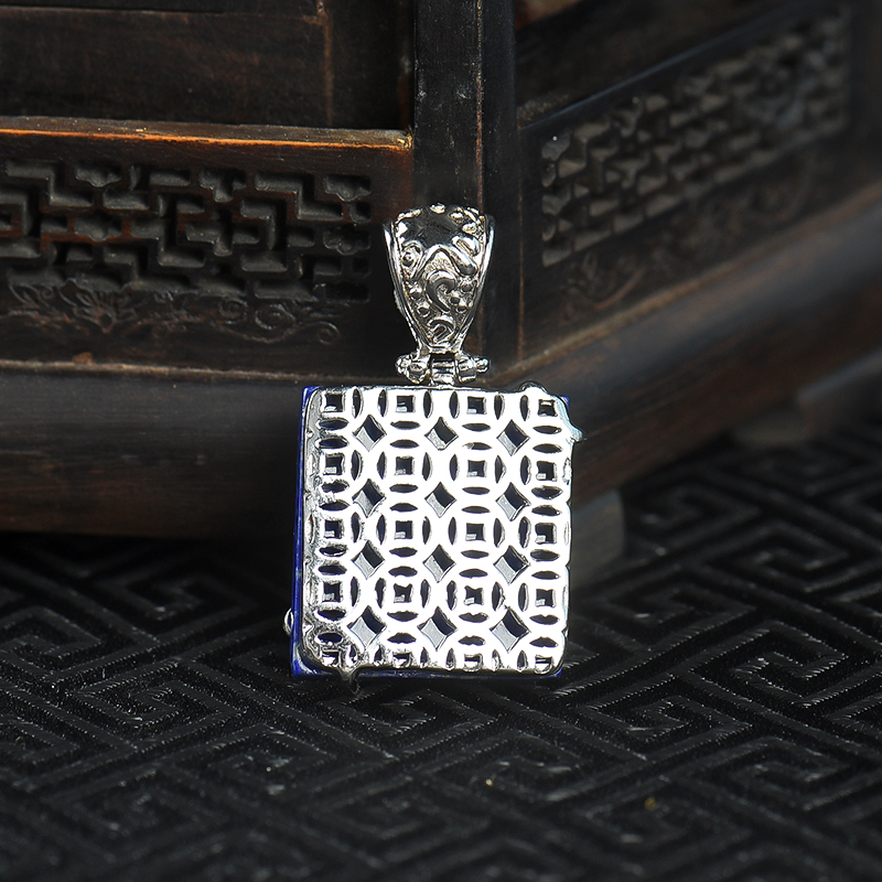 阿富汗天然青金石无事牌吊坠-红掌柜