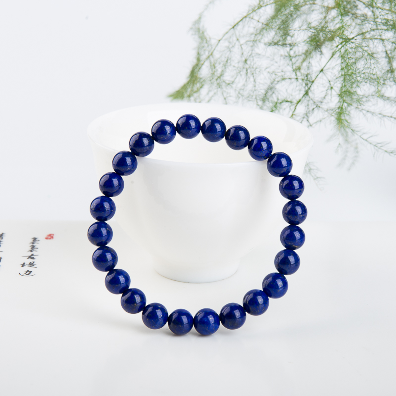 阿富汗天然深蓝色青金石单圈手串-红掌柜