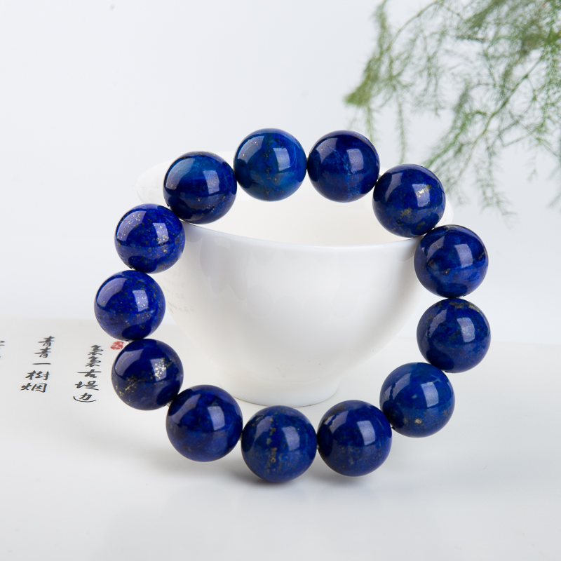 阿富汗天然深蓝色青金石单圈手串-红掌柜