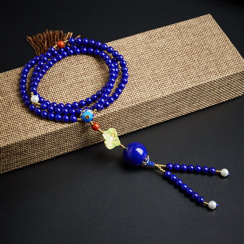 青金石108颗圆珠项链 - 红掌柜