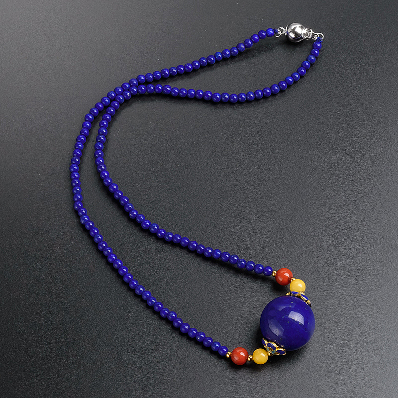 阿富汗天然青金石大圆珠项链 - 红掌柜