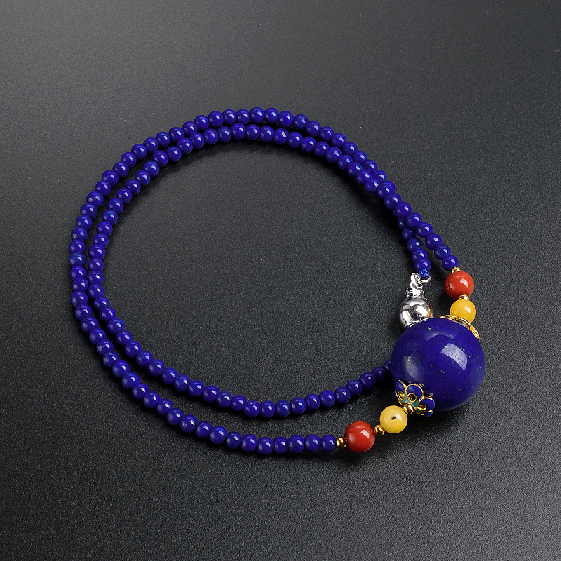 青金石大圆珠项链 - 红掌柜