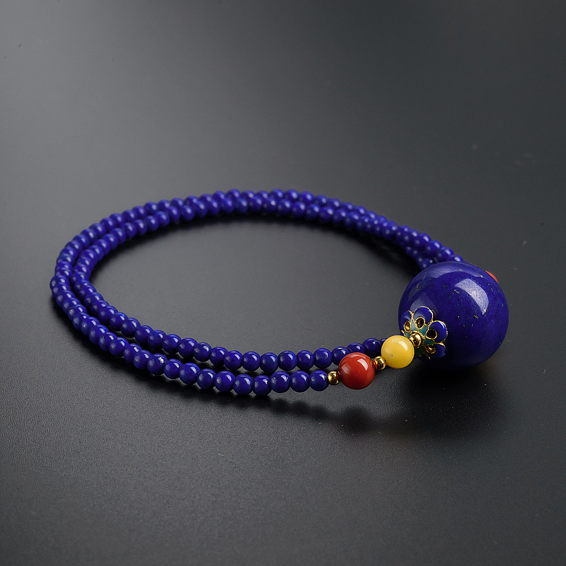 阿富汗天然青金石圆珠项链 - 红掌柜