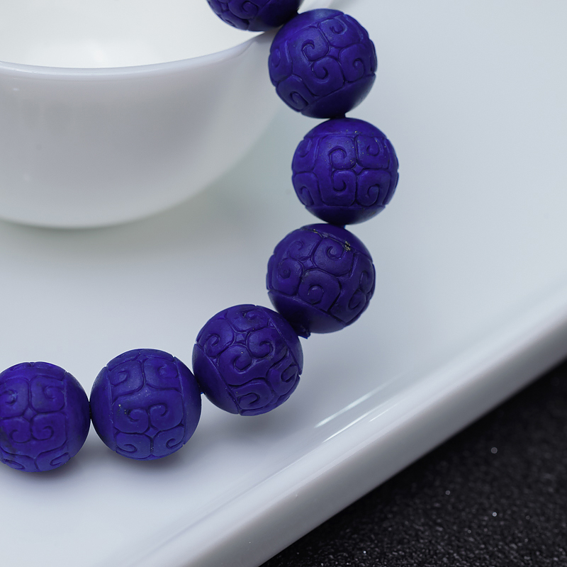 阿富汗青金石回纹珠单圈手串-红掌柜