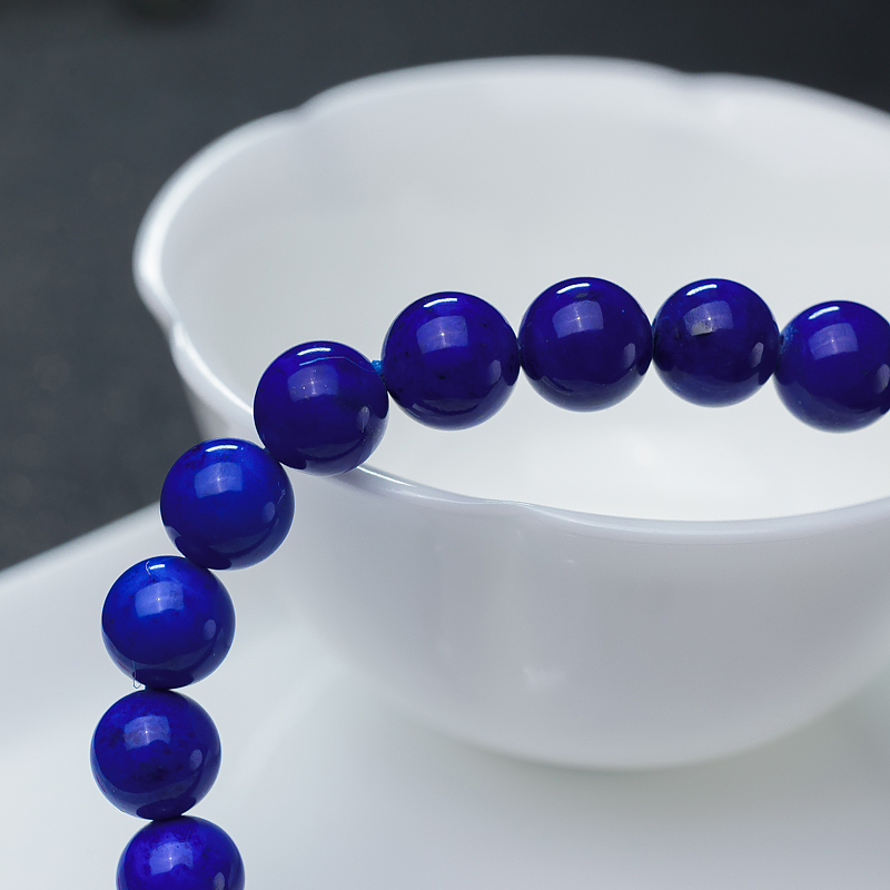 天然天蓝色青金石单圈手串-红掌柜