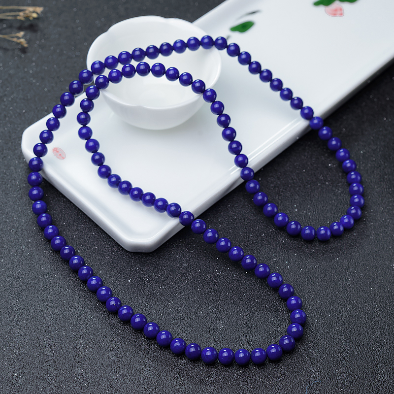 青金石级深蓝色青金石珠链-红掌柜