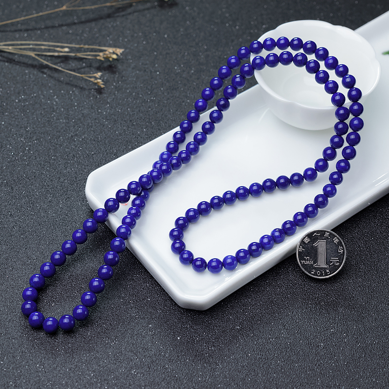 青金石级深蓝色青金石珠链-红掌柜