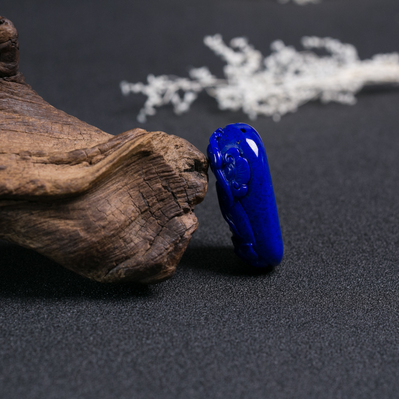 天然深蓝色青金石鸬鹚吊坠-红掌柜