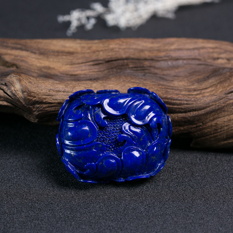 阿富汗青金石牡丹花吊坠-红掌柜