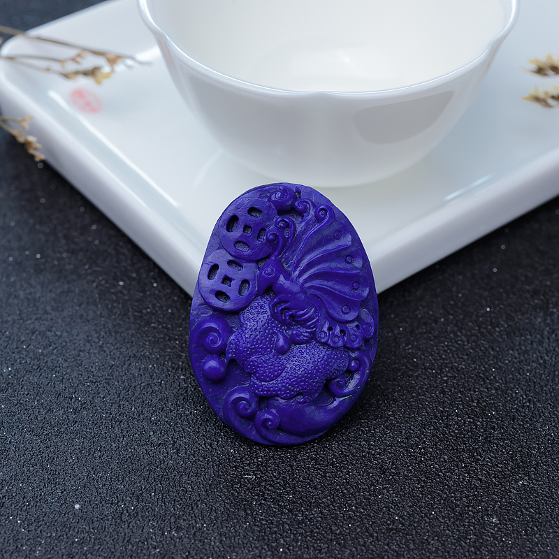 阿富汗天然深蓝色青金石蝴蝶吊坠-红掌柜